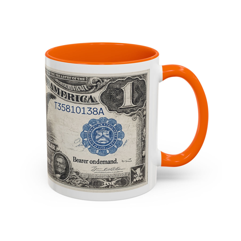 Dollar Bill Accent Coffee Mug — Vintage US Currency Design (11/15oz)