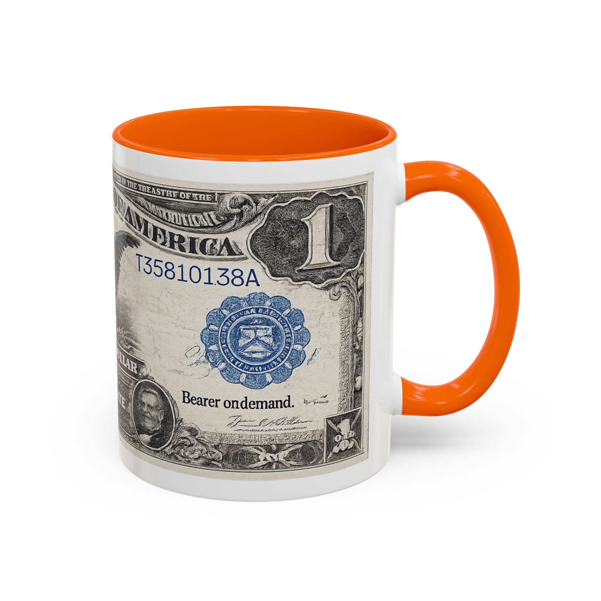 Dollar Bill Accent Coffee Mug — Vintage US Currency Design (11/15oz)