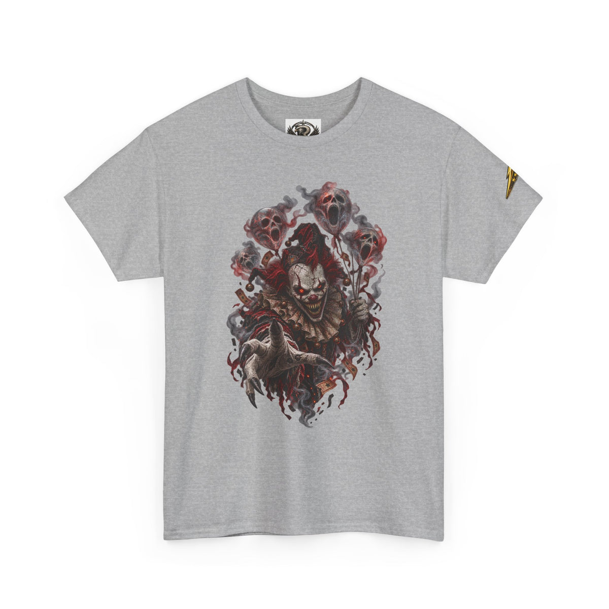 Horror Clown Graphic Tee — Dark Creepy Skull & Roses T-Shirt