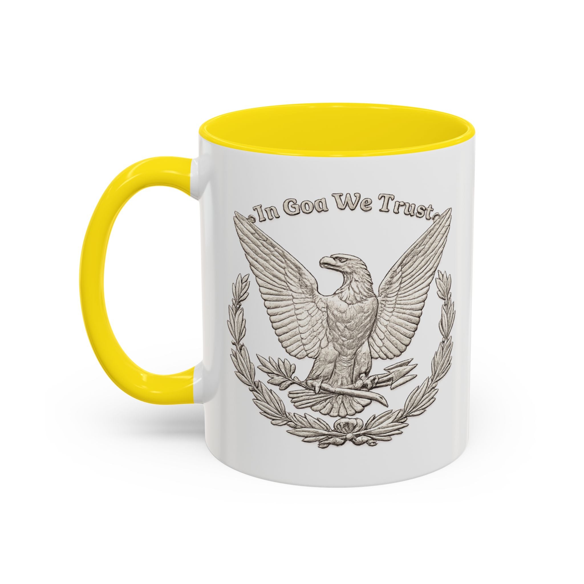 Eagle Emblem Coffee Mug — "In God We Trust" Accent Ceramic Mug (11/15oz)