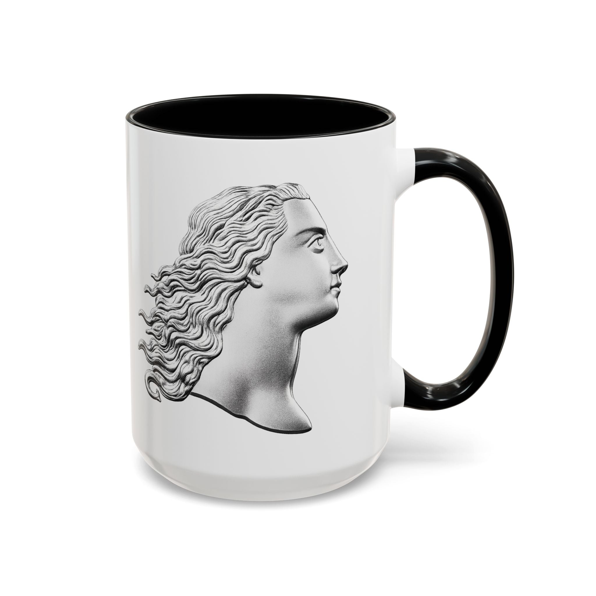 Classical Profile Accent Coffee Mug — Greek Goddess Bust Design (11/15oz)