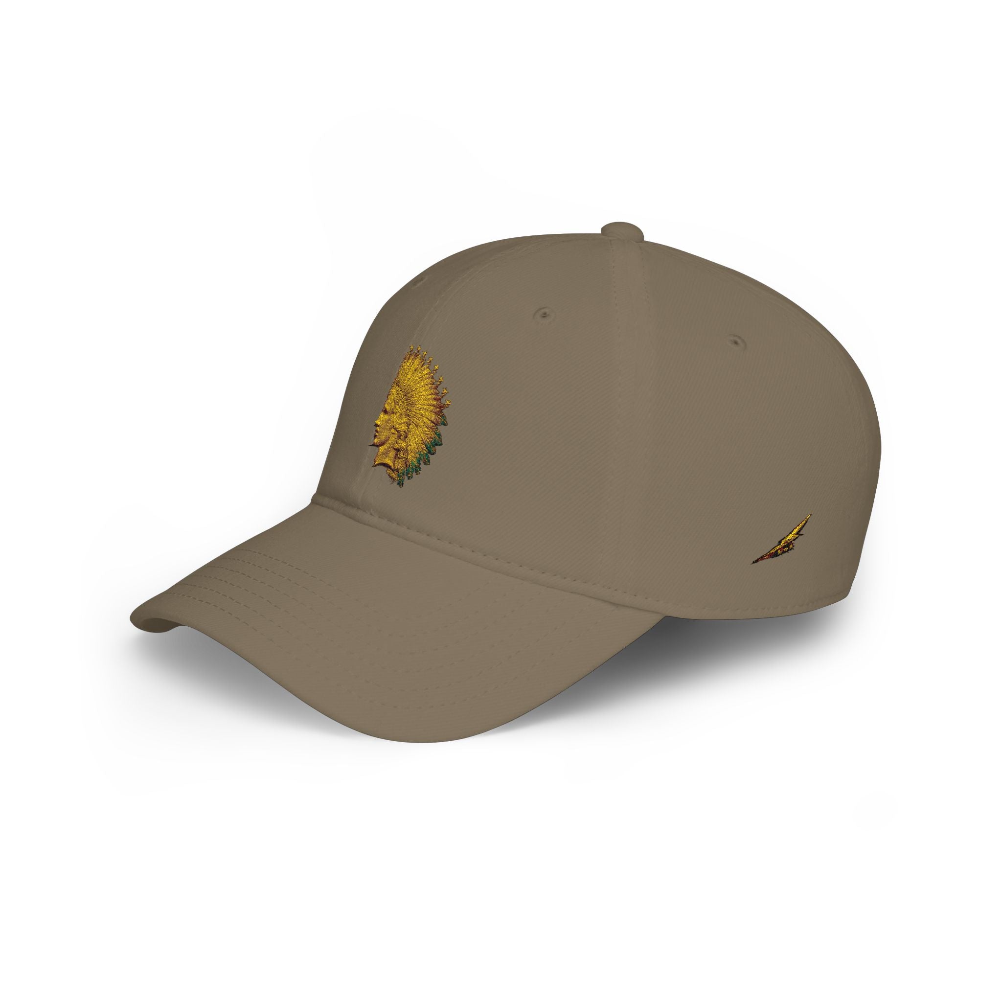 Native Feather Headdress Embroidered Cap — Low Profile Baseball Hat