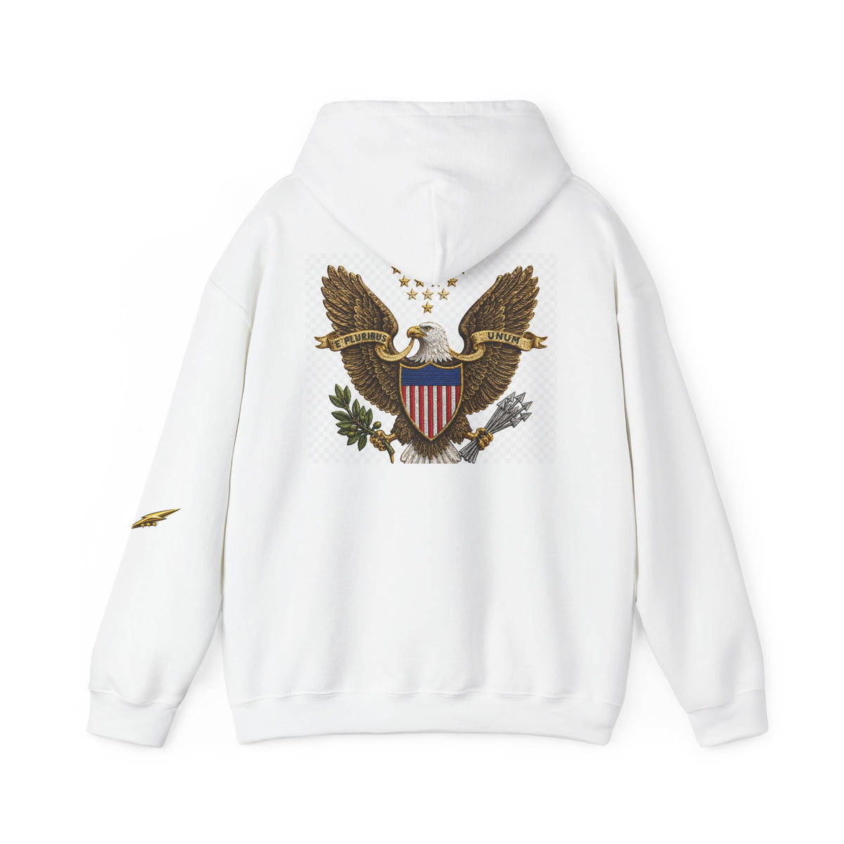 Eagle Emblem Hoodie — Vintage American Shield Graphic Hooded Sweatshirt