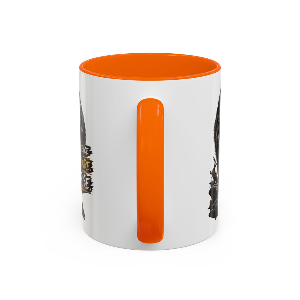 Wolf Graphic Coffee Mug — "Silence Endure Rise" Accent Ceramic Mug (11/15oz)