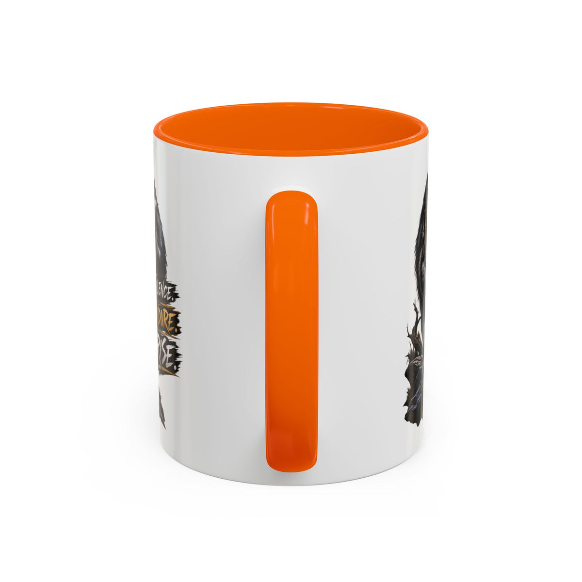 Wolf Graphic Coffee Mug — "Silence Endure Rise" Accent Ceramic Mug (11/15oz)