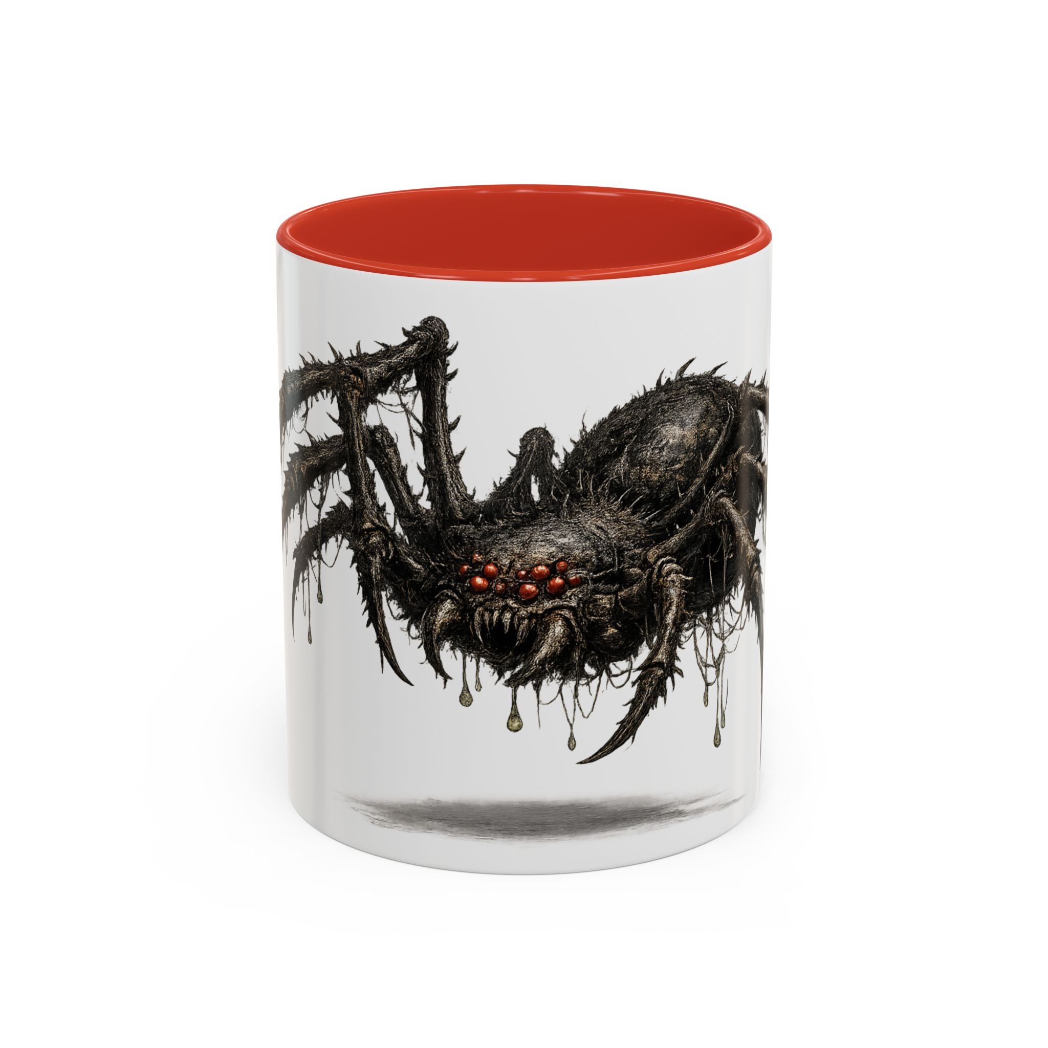 Spider Horror Accent Coffee Mug — Creepy Red-Eyed Arachnid Design (11/15oz)