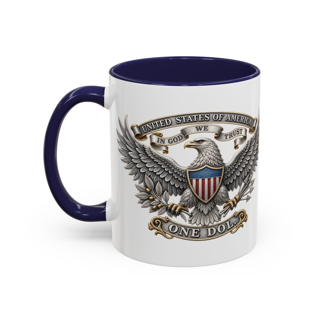 Eagle Shield Accent Coffee Mug — Patriotic "In God We Trust" Design