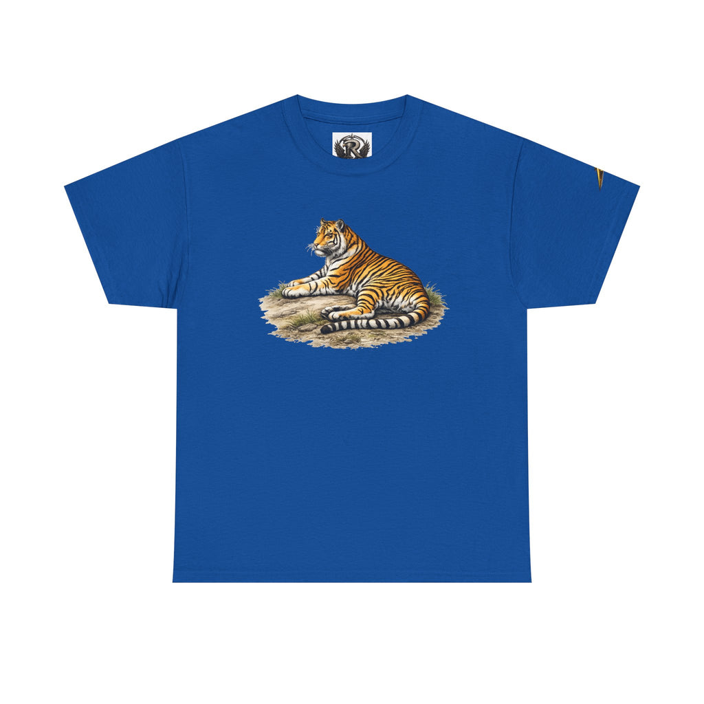 Tiger Graphic T-Shirt — Vintage Lying Tiger Illustration Tee