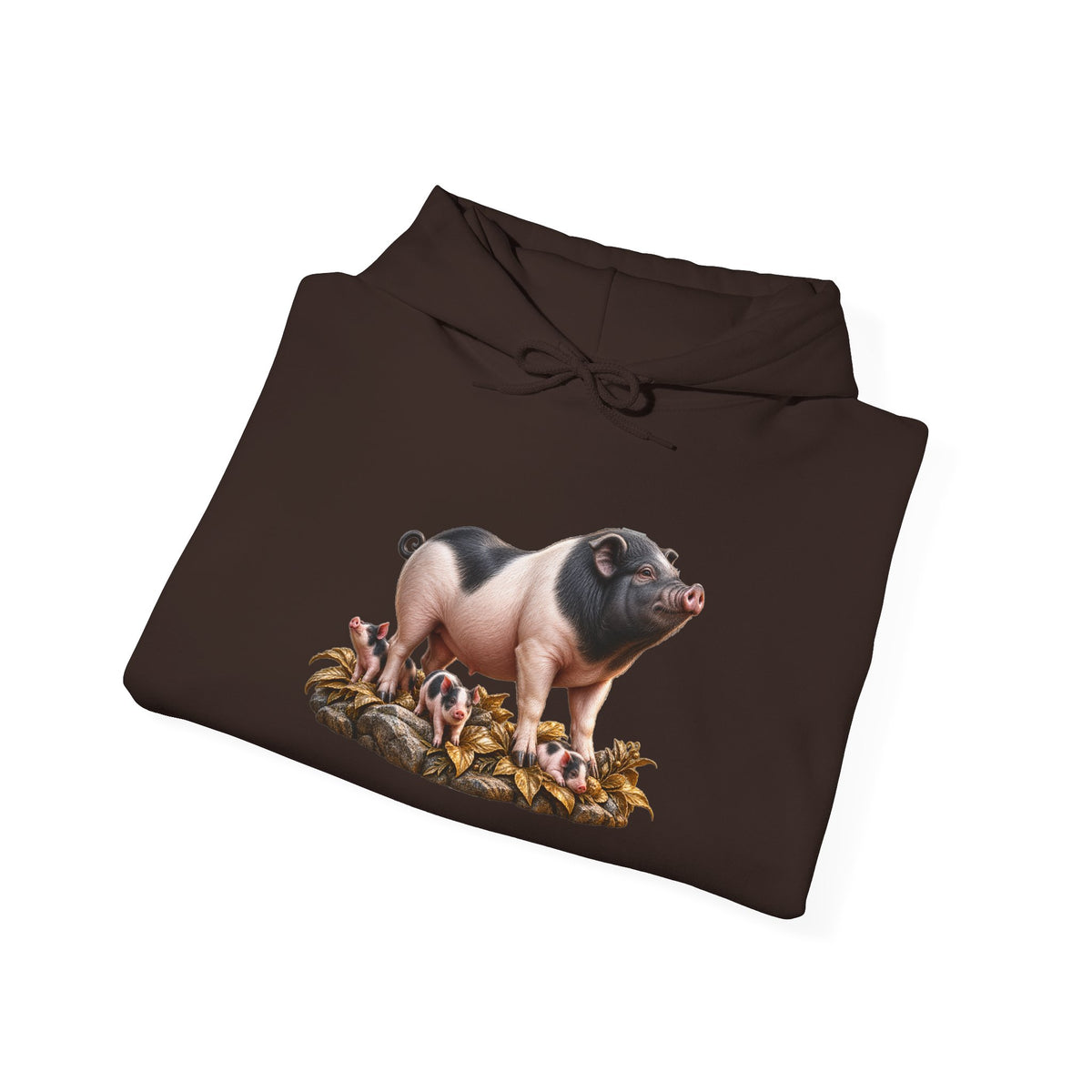 Pig Illustration Hoodie – Farmyard Black & Pink Pig Graphic Pullover