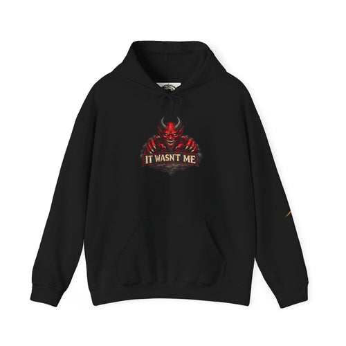 Devil Graphic Hoodie — "It Wasn't Me" Funny Devil Pullover