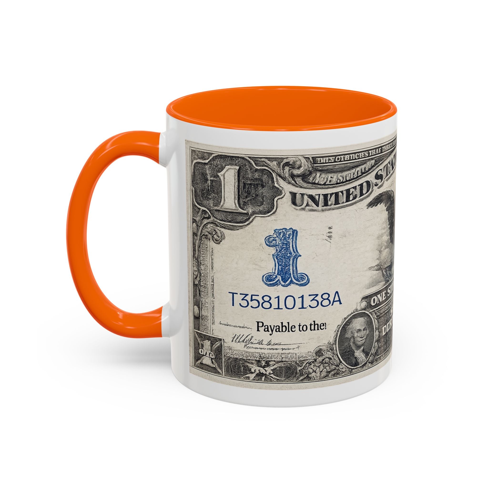 Dollar Bill Accent Coffee Mug — Vintage US Currency Design (11/15oz)