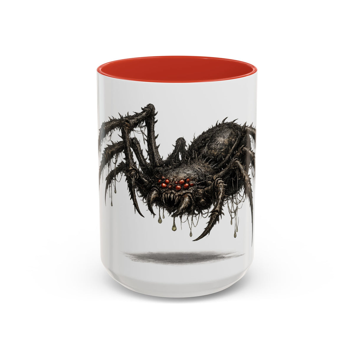 Spider Horror Accent Coffee Mug — Creepy Red-Eyed Arachnid Design (11/15oz)