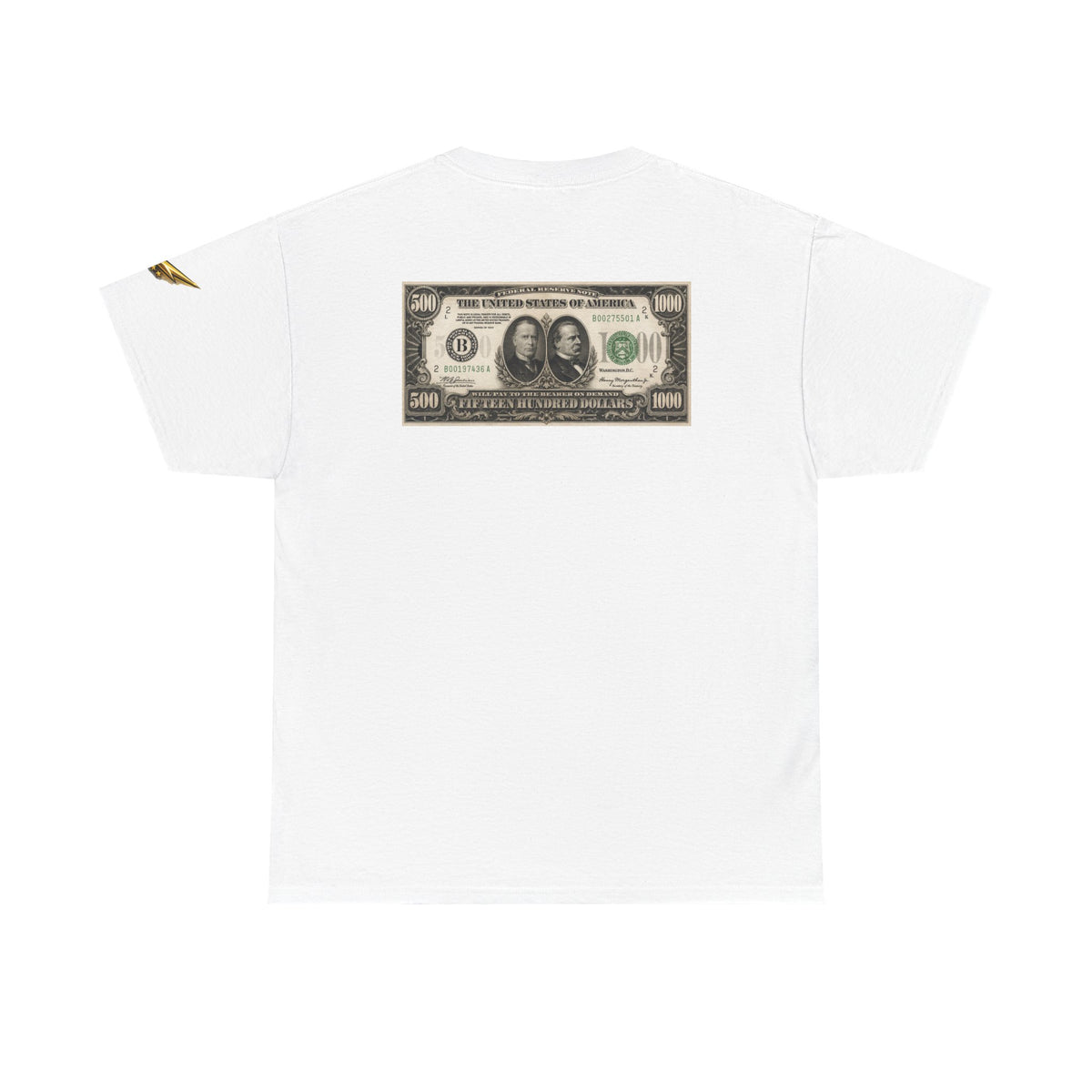 Money Graphic Tee — Vintage 1000/500 Bill Back Print Casual T‑Shirt