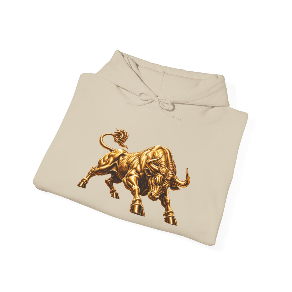 Gold Bull Hoodie — Metallic Charging Bull Graphic Hoody