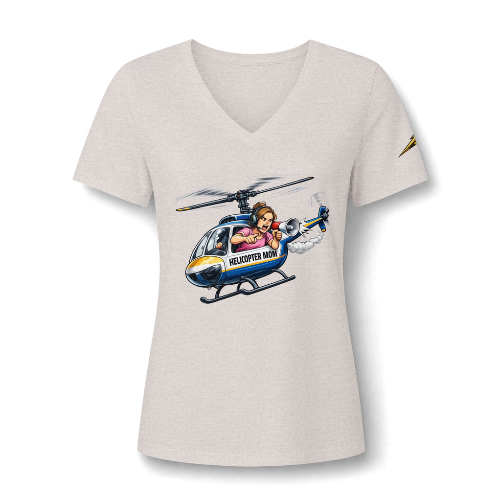 Women's V-Neck Tee — 'Helicopter Mom' Graphic Shirt