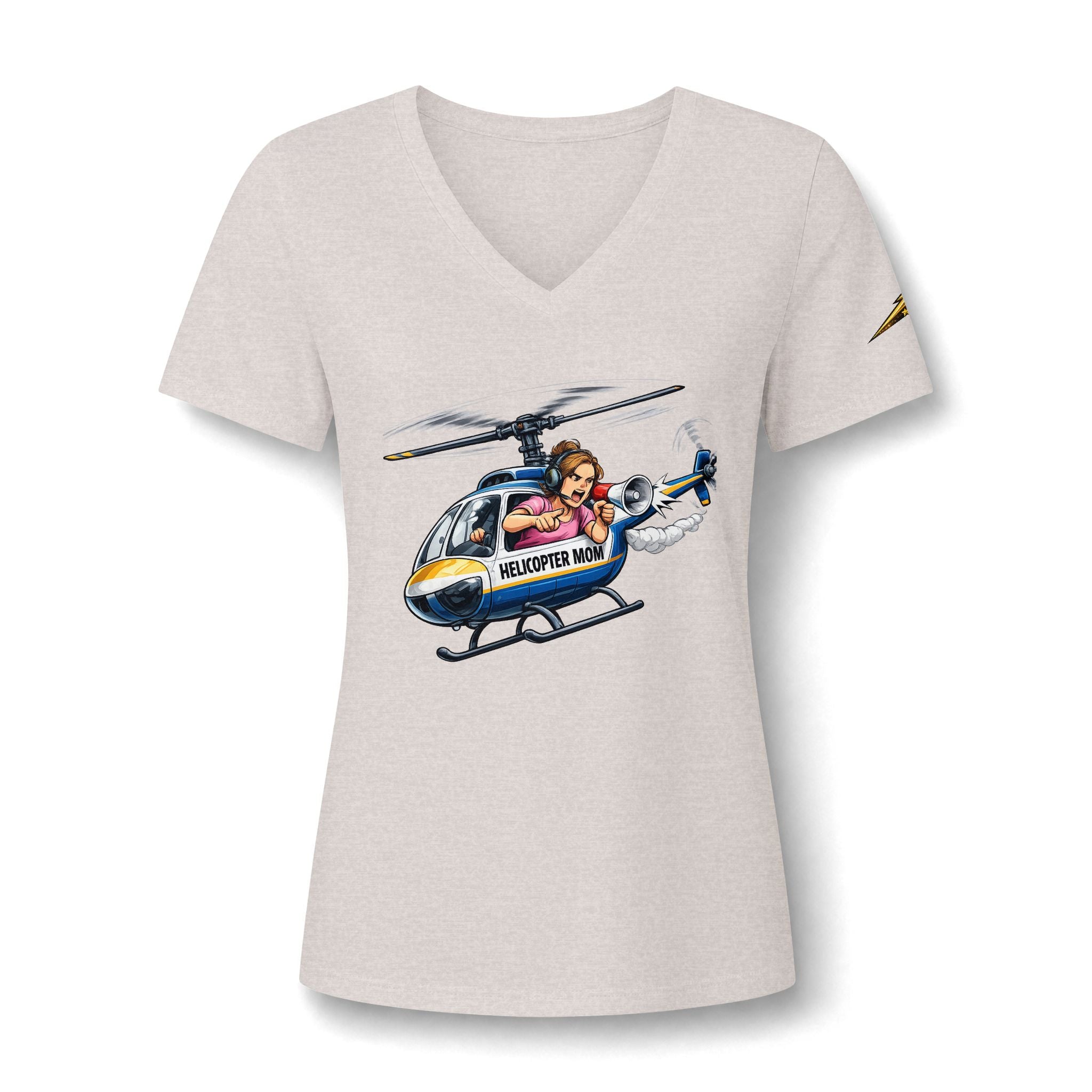 Women's V-Neck Tee — 'Helicopter Mom' Graphic Shirt