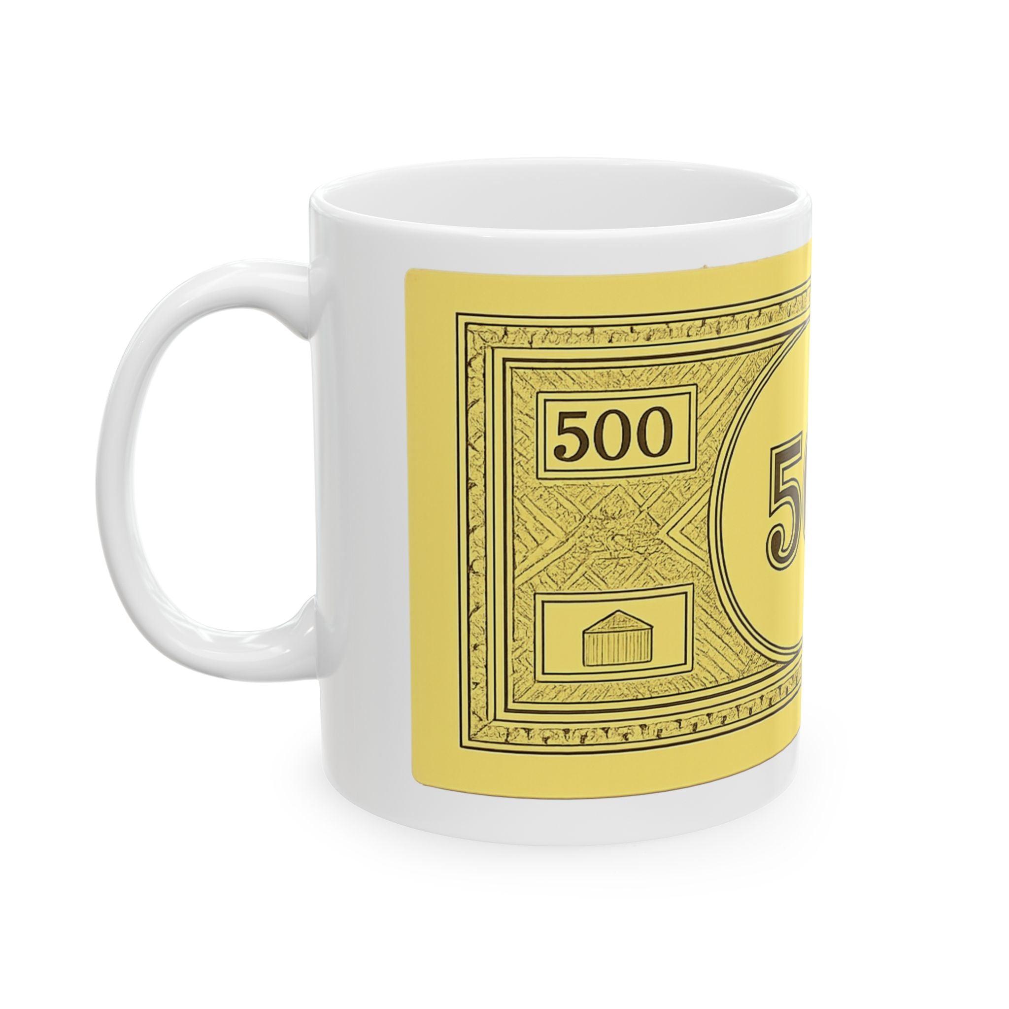 Money Bill 500 Ceramic Mug — Funny Cash Novelty Coffee Cup