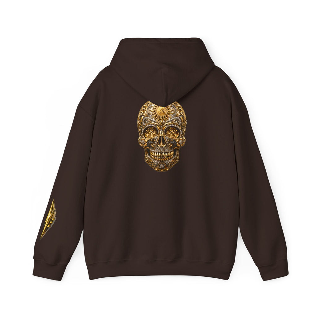 Gold Ornamental Skull Hoodie — Day of the Dead Sugar Skull Pullover