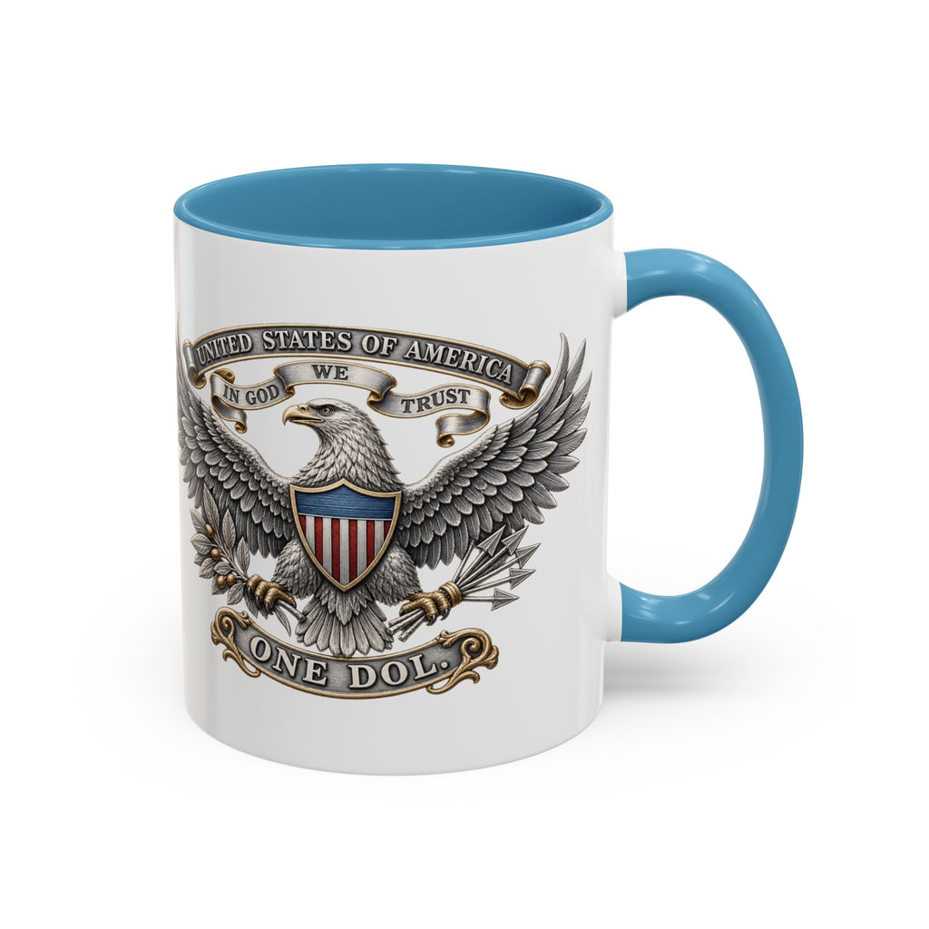 Eagle Shield Accent Coffee Mug — Patriotic "In God We Trust" Design