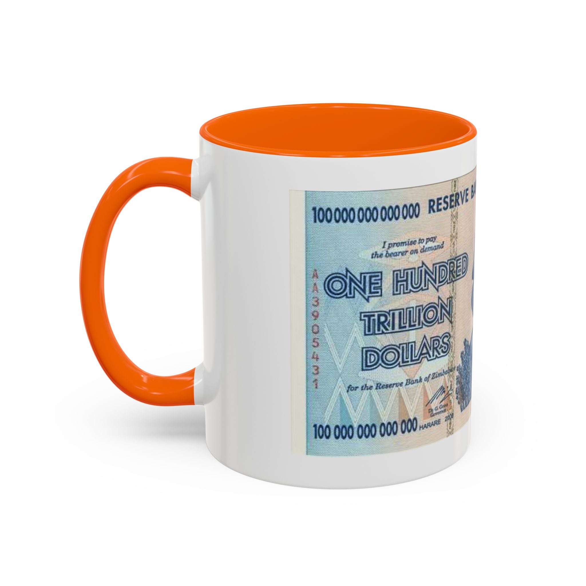 Zimbabwe Trillion Dollar Note Coffee Mug — Vintage Currency Accent Mug (11/15oz)