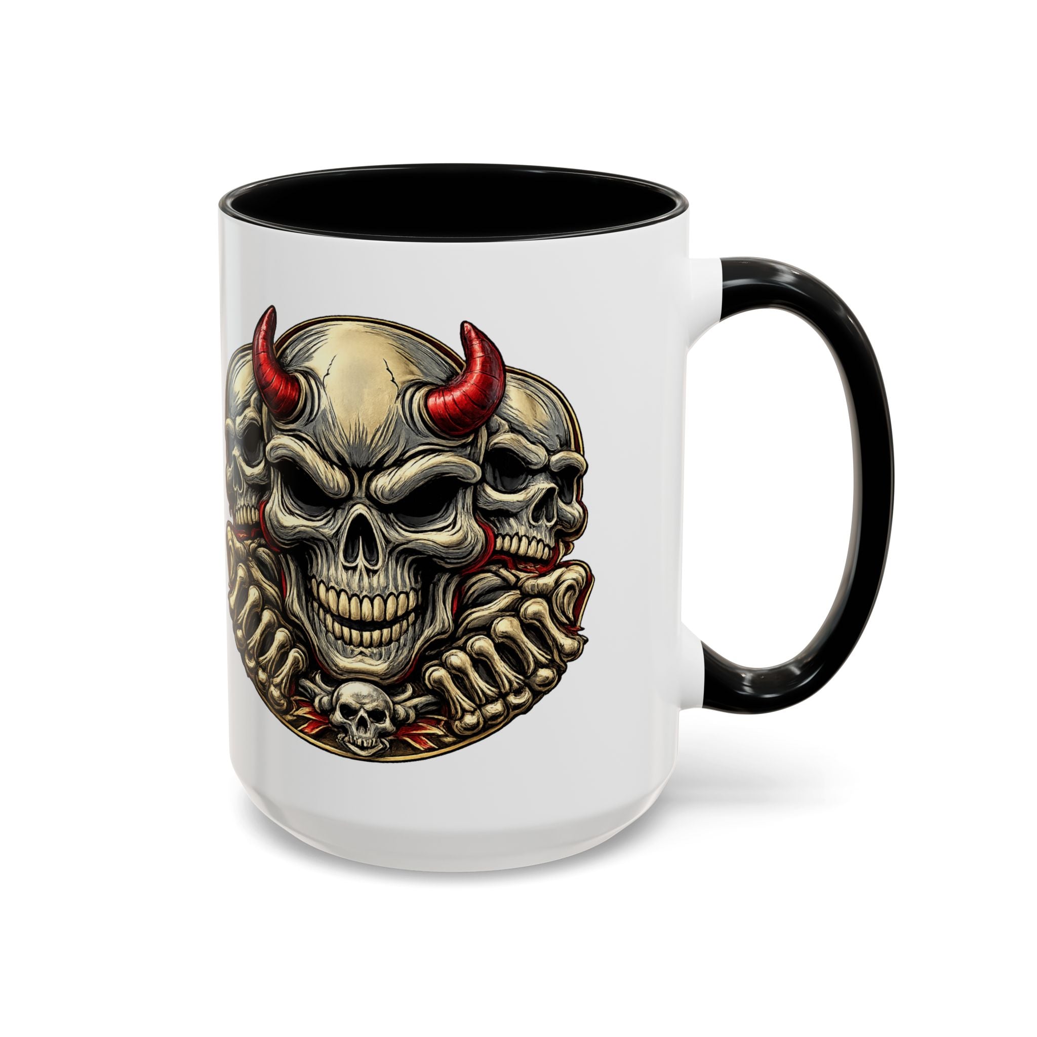 Devil Skull Accent Coffee Mug – Gothic Demon Skull Design (11/15 oz)