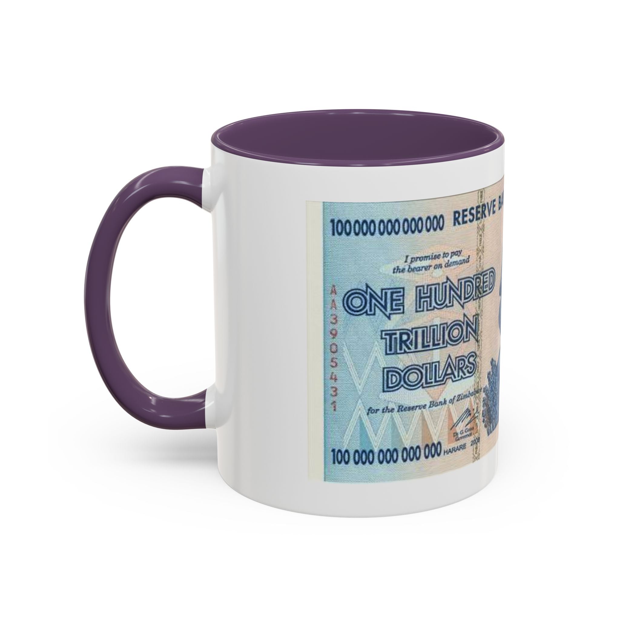 Zimbabwe Trillion Dollar Note Coffee Mug — Vintage Currency Accent Mug (11/15oz)