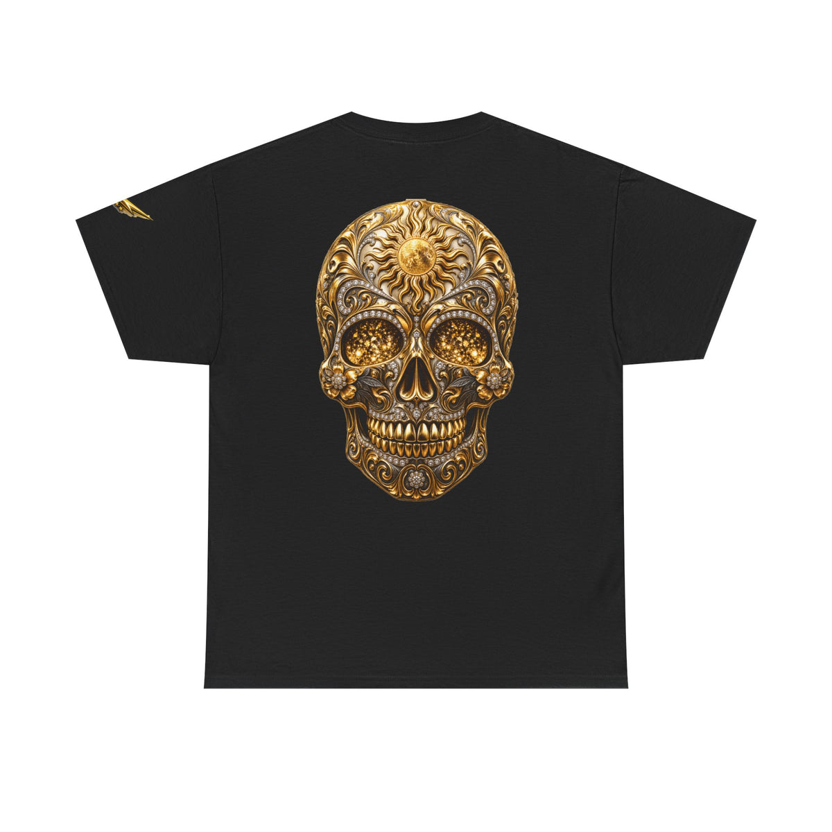 Sugar Skull T-Shirt — Gold Ornate Day of the Dead Skull Tee