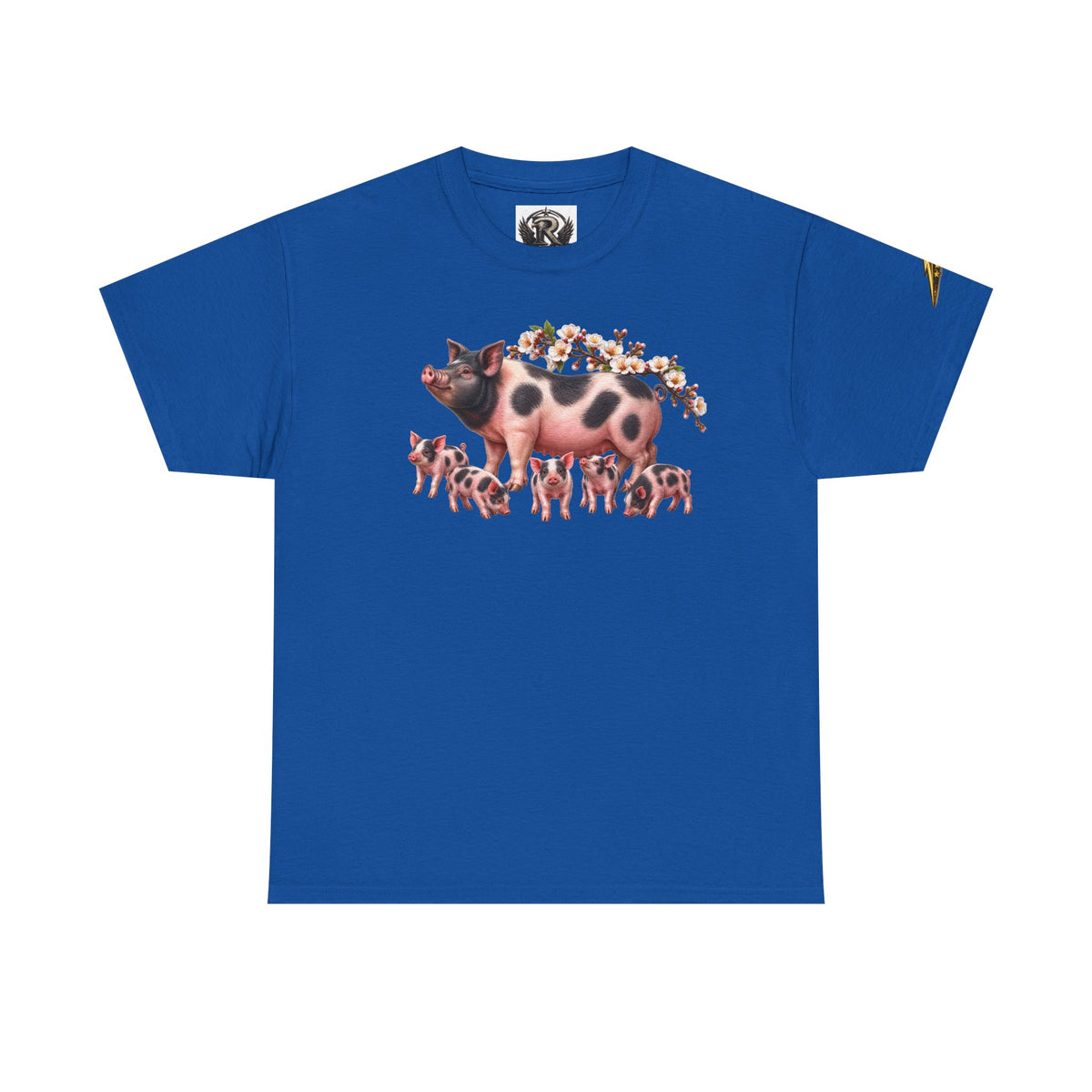 Pig Mama Graphic Tee — Floral Crowned Sow & Piglets Casual T-Shirt