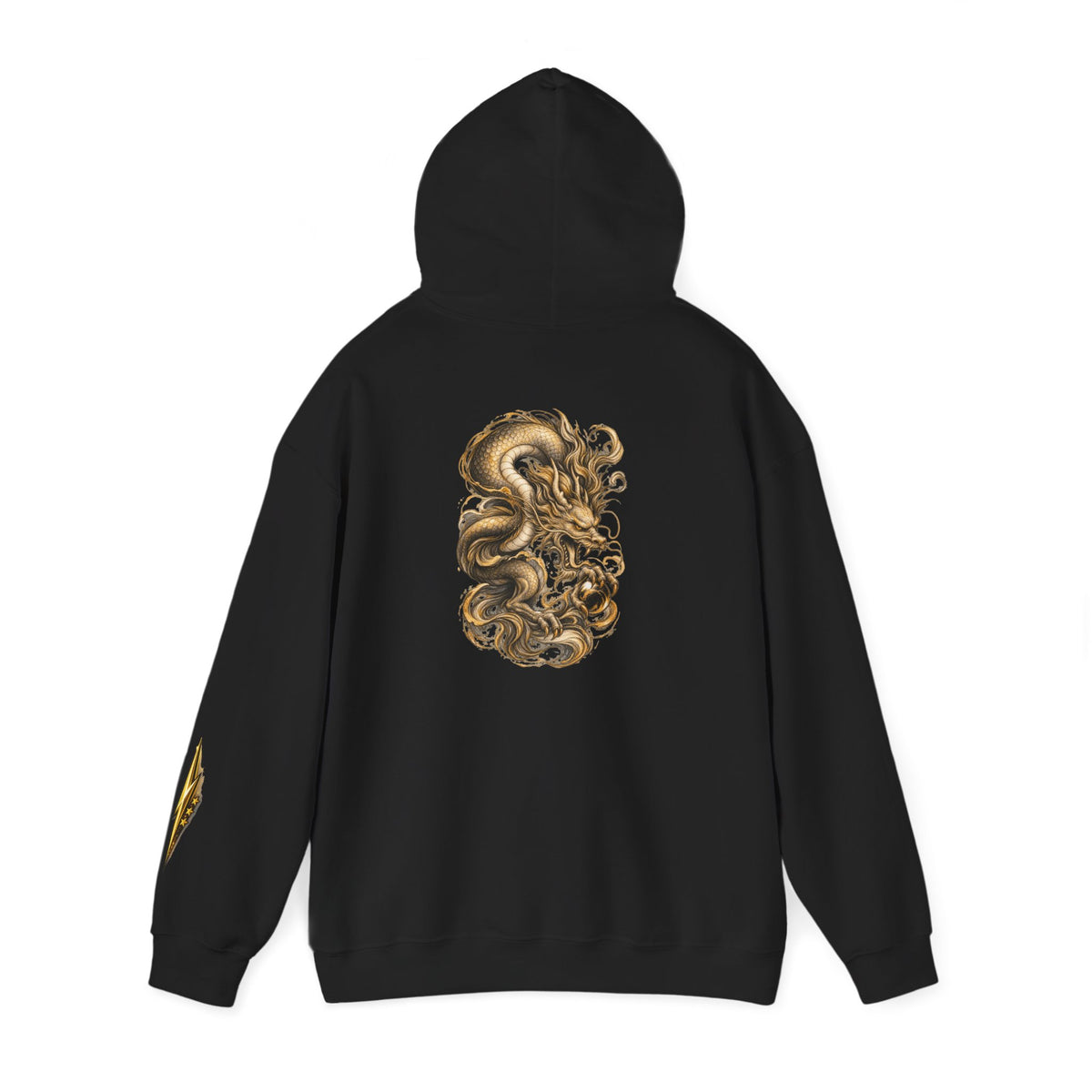 Hoodie — Golden Baroque Dragon Curl Graphic Back & Sleeve Hoodie