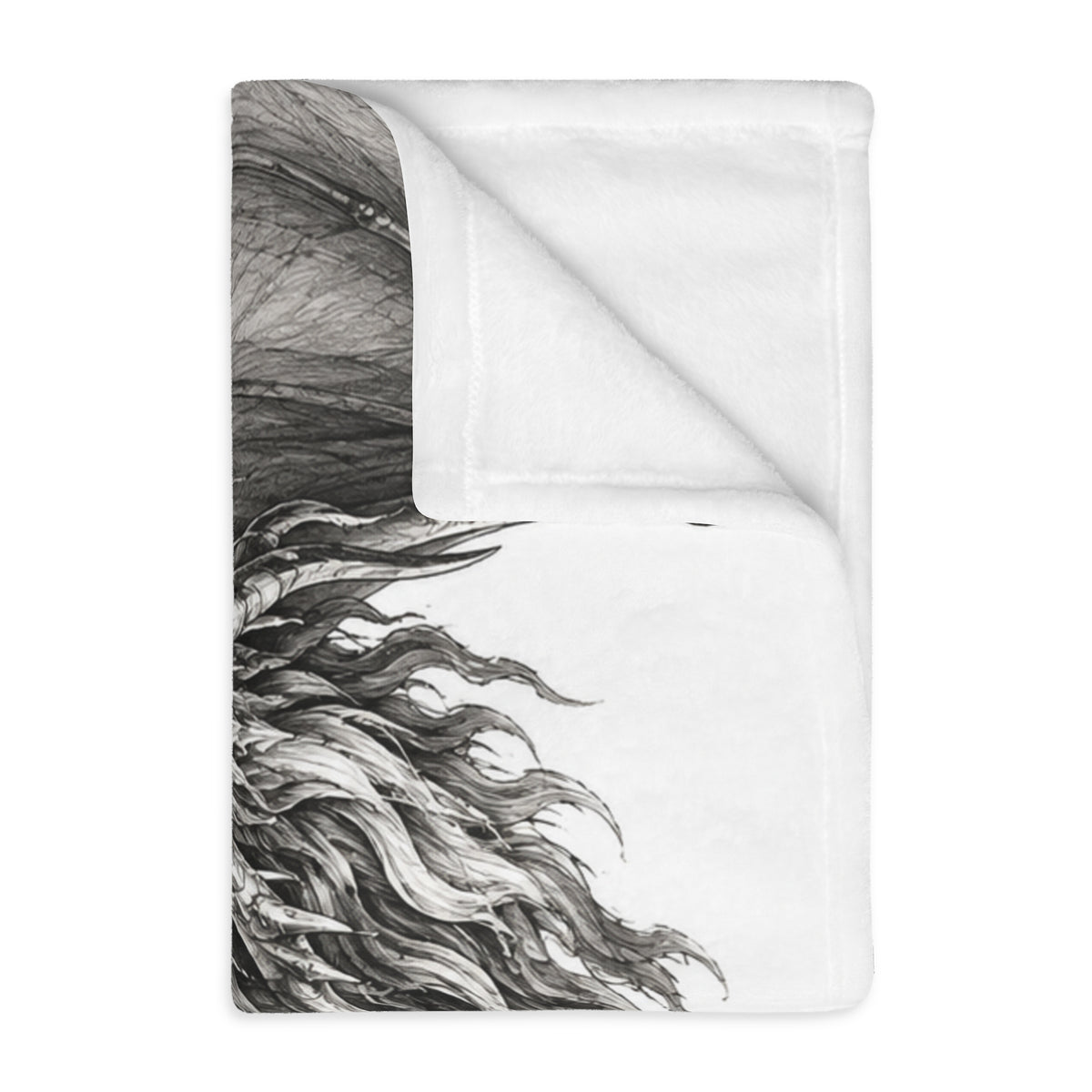 Dragon Claw Velveteen Blanket — Detailed Black & White Fantasy Throw