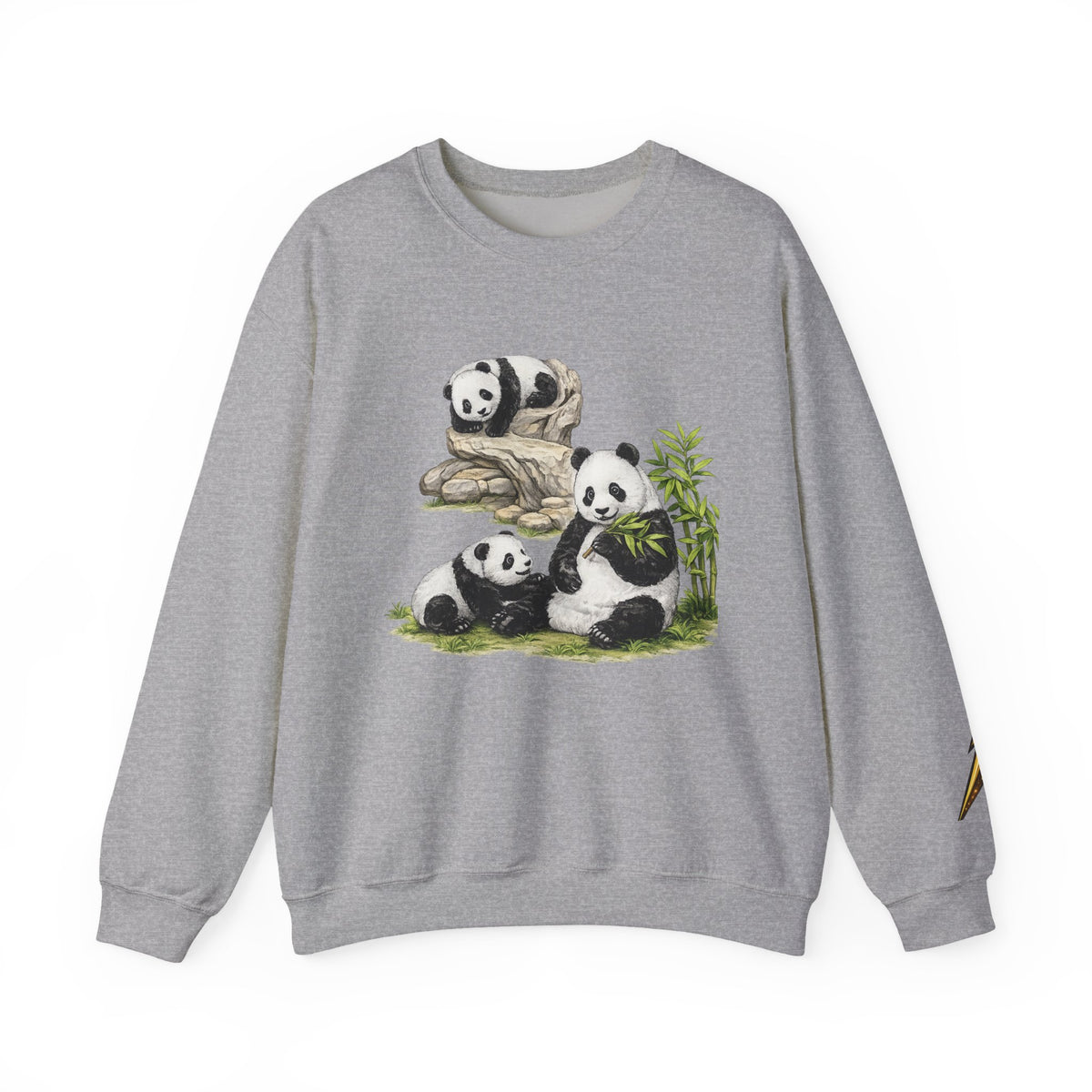 Panda Family Crewneck Sweatshirt — Cute Bamboo Bears Graphic