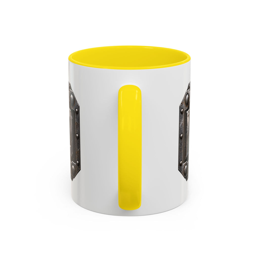 Metal Shield Coffee Mug — 'Iron Clad' Rustic Industrial Accent Mug
