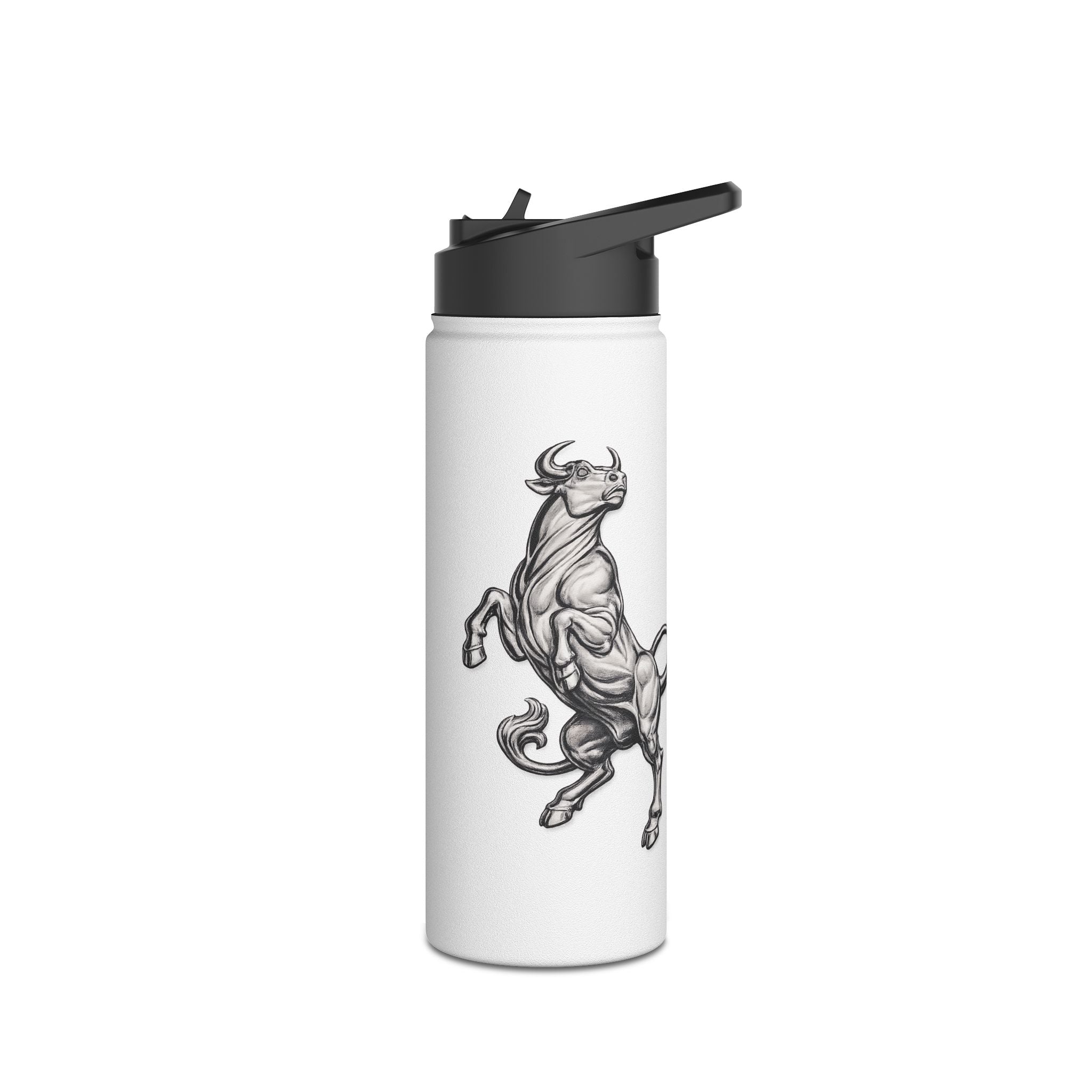 Stainless Steel Water Bottle — Vintage Bull Illustration, Durable Insulated Bottle