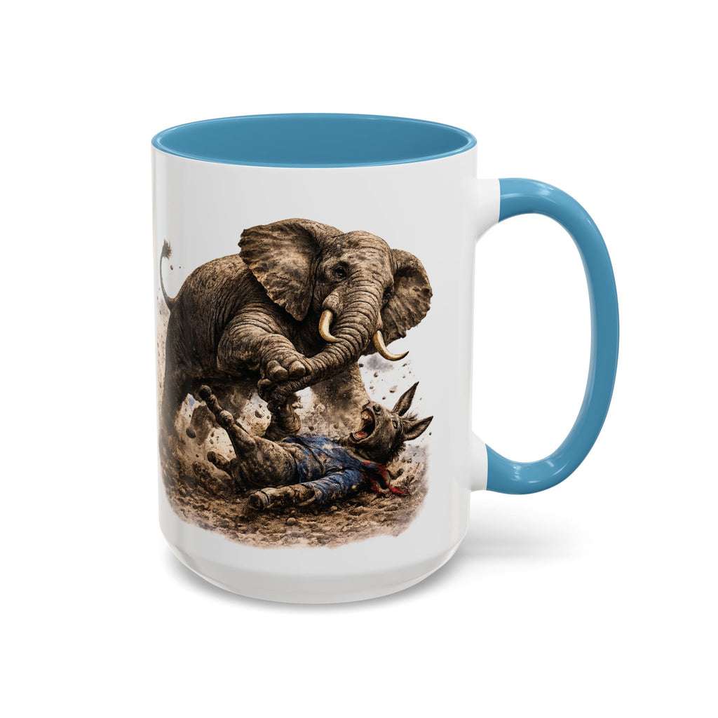 Elephant Charge Accent Coffee Mug — Dramatic Wildlife Illustration (11/15oz)