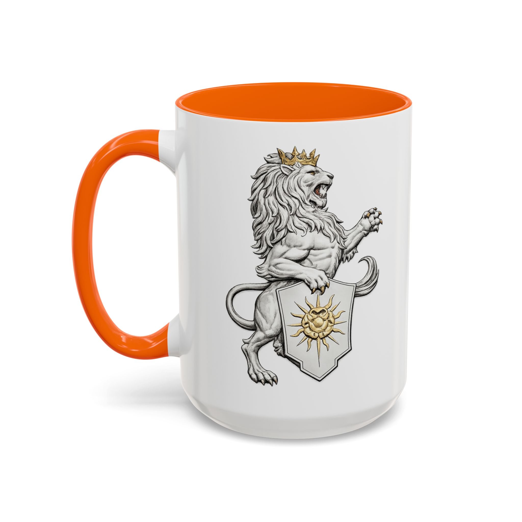 Royal Lion Crest Coffee Mug — Heraldic Crowned Lion Design (11/15oz)