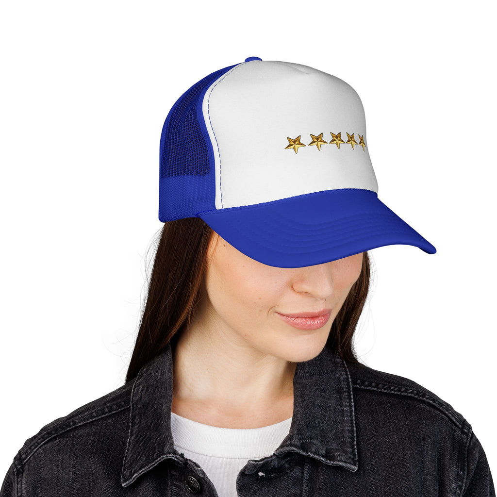 Five Gold Stars Trucker Cap — Embroidered Rating Hat