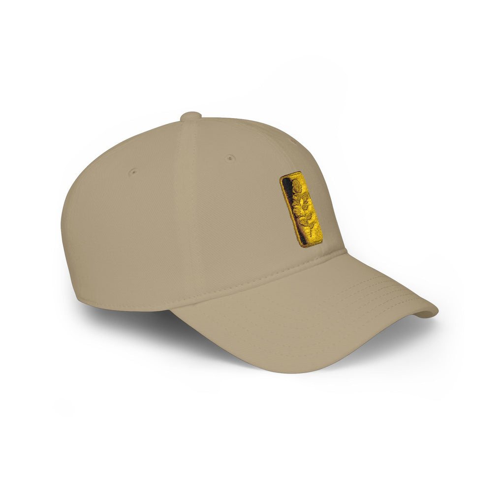 Low Profile Cap with Gold Embroidered Rosa Patch