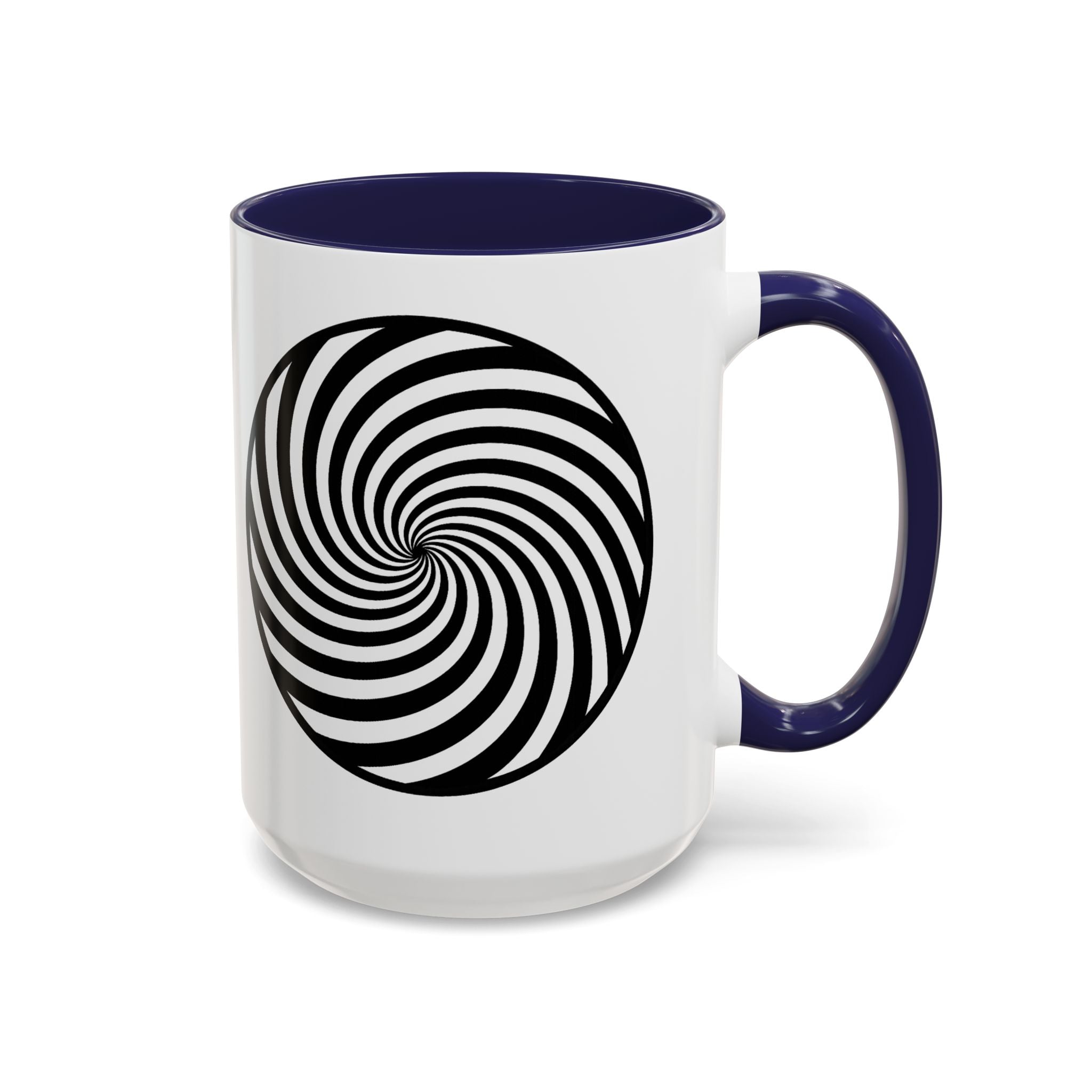 Hypnotic Swirl Accent Mug — Black & White Spiral Coffee Cup (11/15oz)