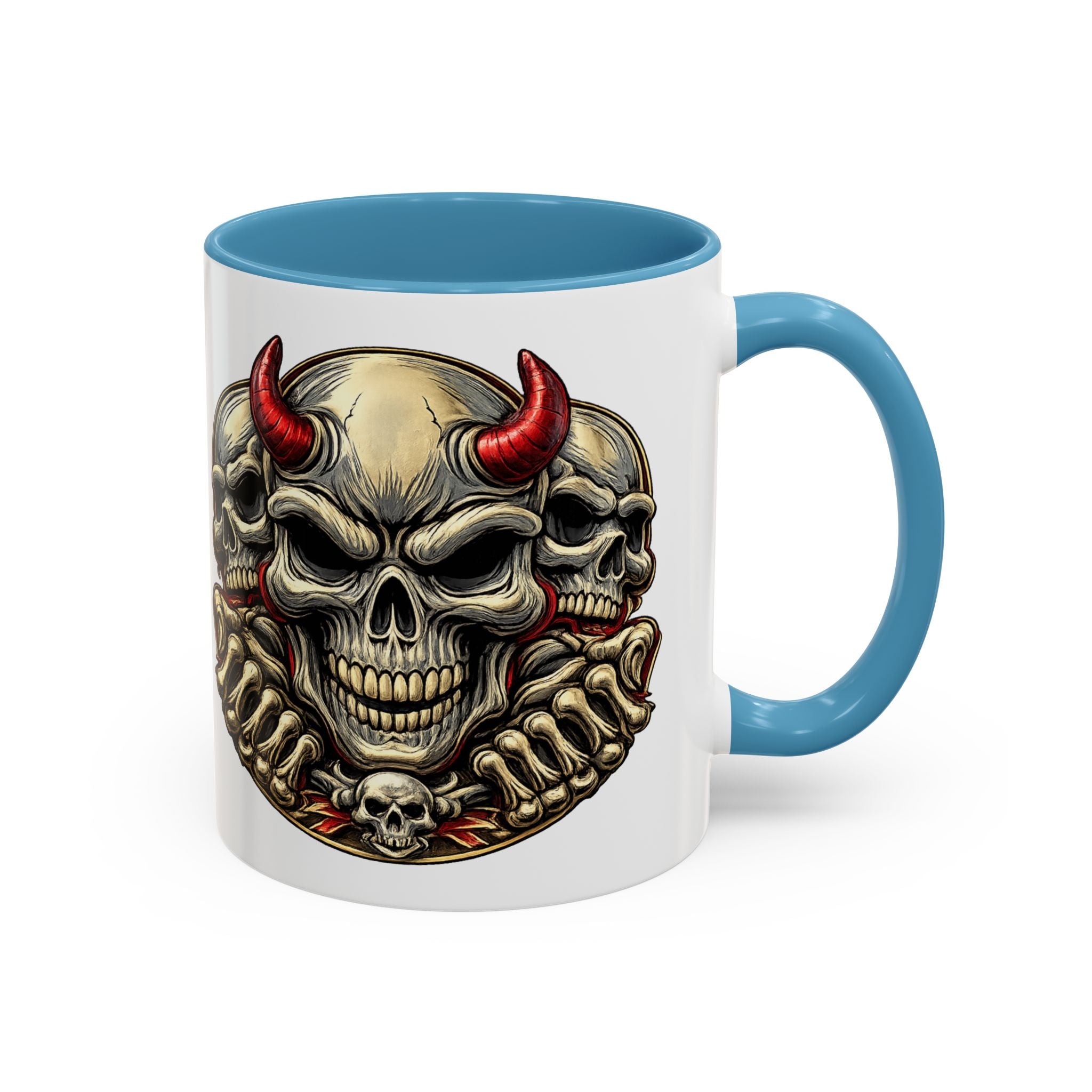 Devil Skull Accent Coffee Mug – Gothic Demon Skull Design (11/15 oz)