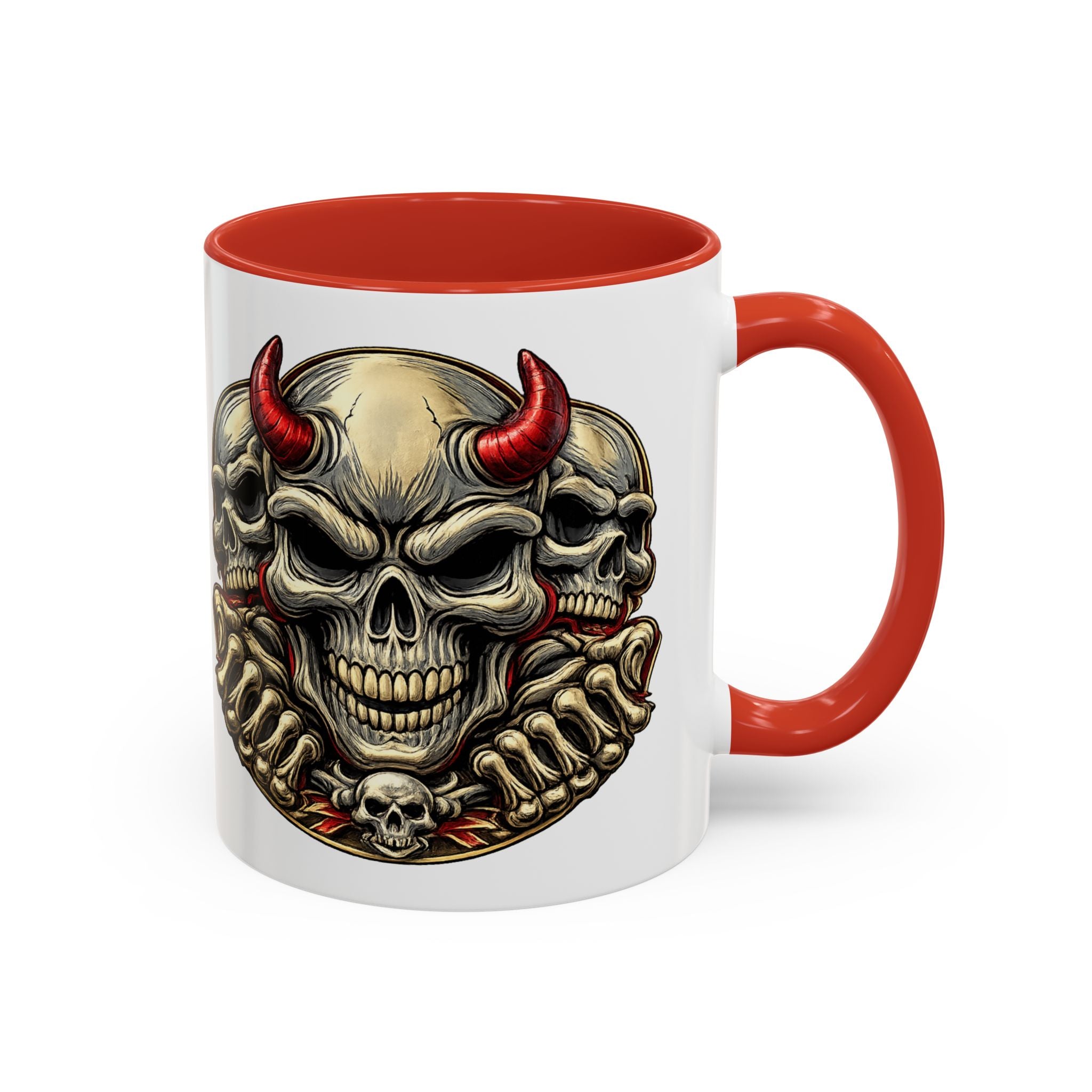 Devil Skull Accent Coffee Mug – Gothic Demon Skull Design (11/15 oz)