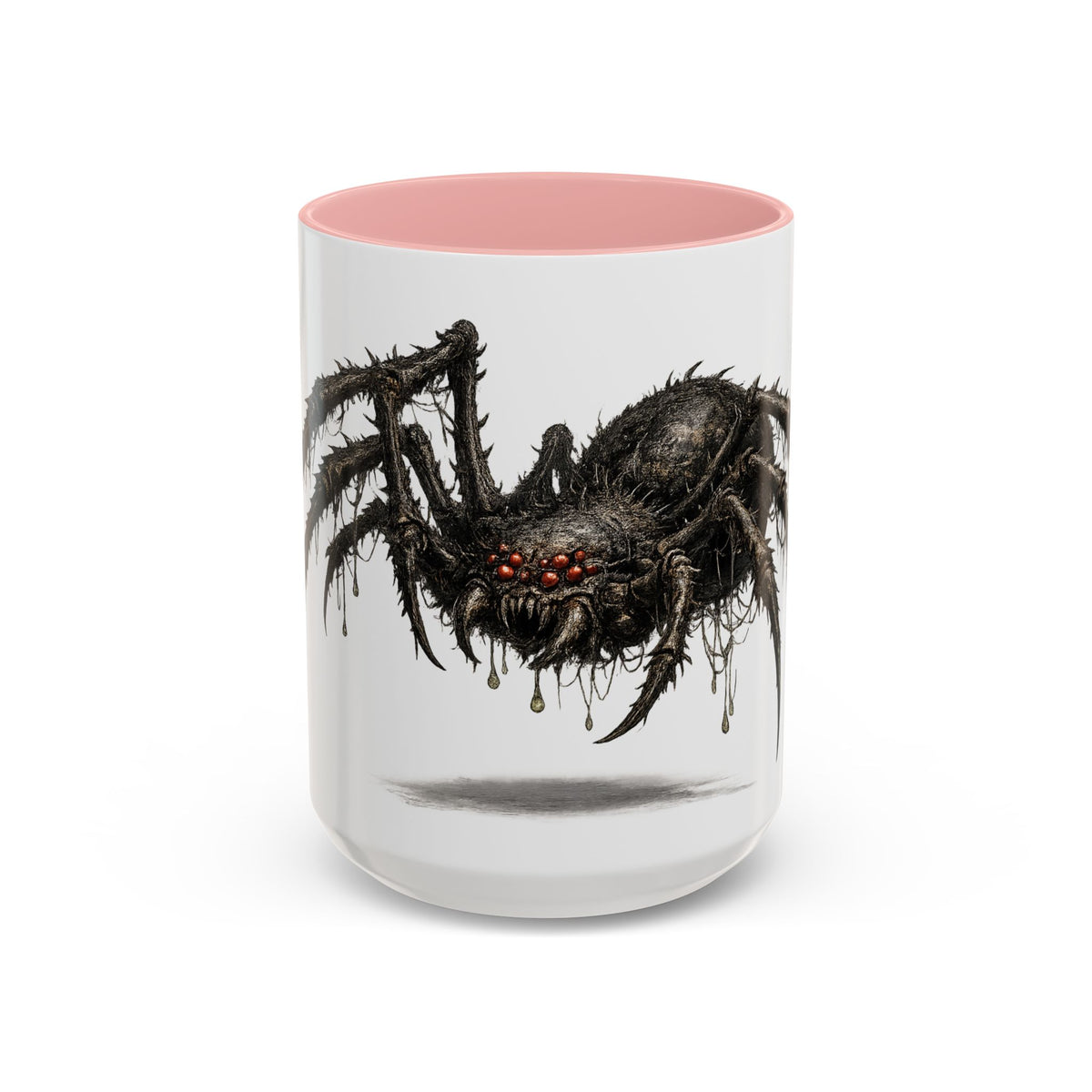 Spider Horror Accent Coffee Mug — Creepy Red-Eyed Arachnid Design (11/15oz)