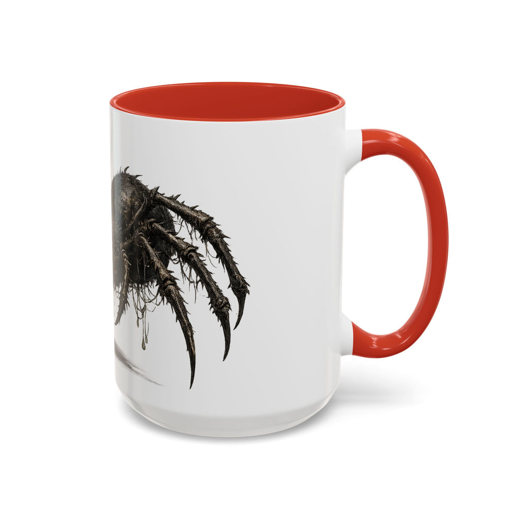 Spider Horror Accent Coffee Mug — Creepy Red-Eyed Arachnid Design (11/15oz)