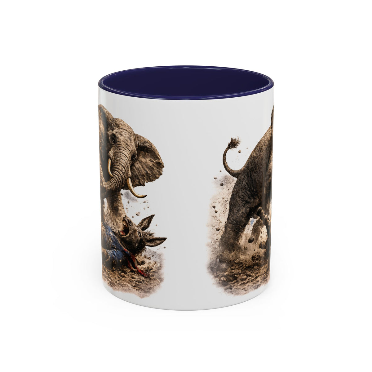 Elephant Charge Accent Coffee Mug — Dramatic Wildlife Illustration (11/15oz)