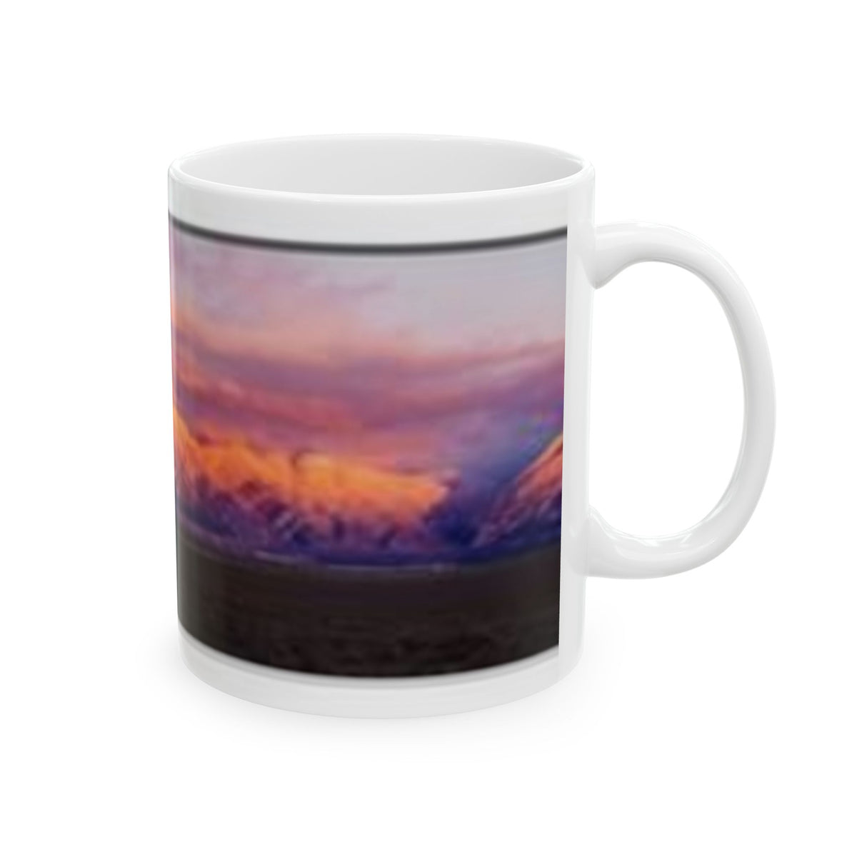 Sunset Mountain Ceramic Mug — Vibrant Purple & Orange Landscape Coffee Cup (11oz/15oz)
