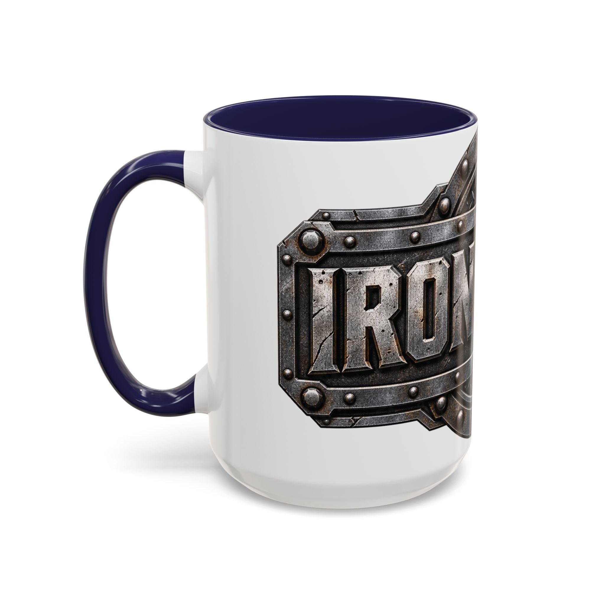 Metal Shield Coffee Mug — 'Iron Clad' Rustic Industrial Accent Mug