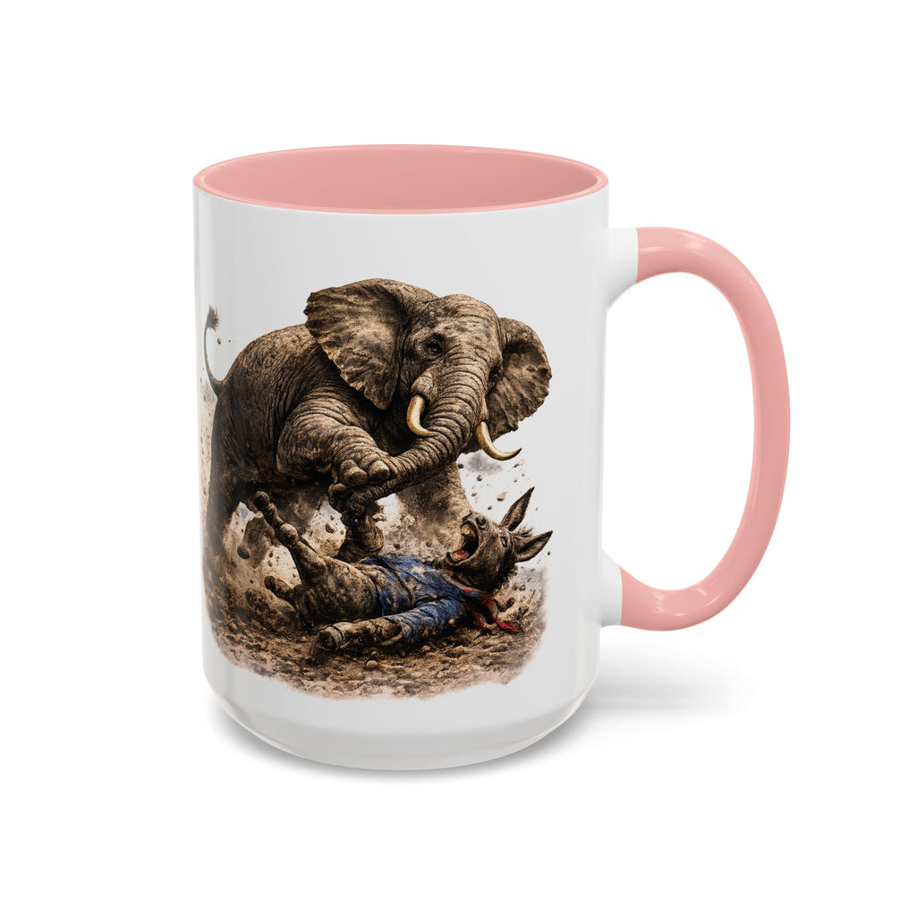 Elephant Charge Accent Coffee Mug — Dramatic Wildlife Illustration (11/15oz)