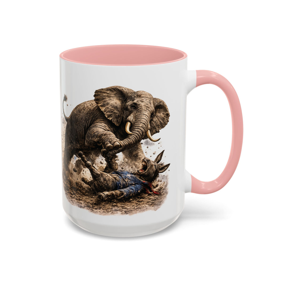Elephant Charge Accent Coffee Mug — Dramatic Wildlife Illustration (11/15oz)