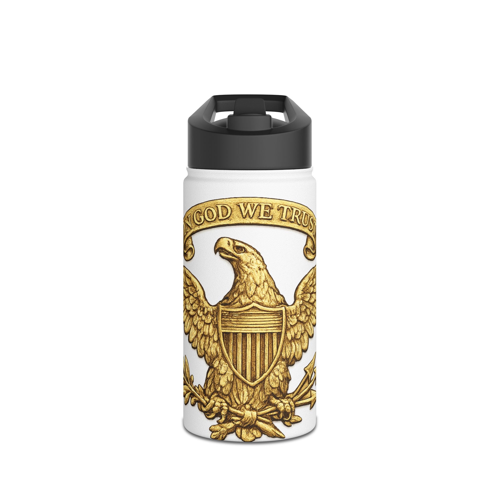 Patriotic Eagle Stainless Steel Water Bottle — "In God We Trust" Design