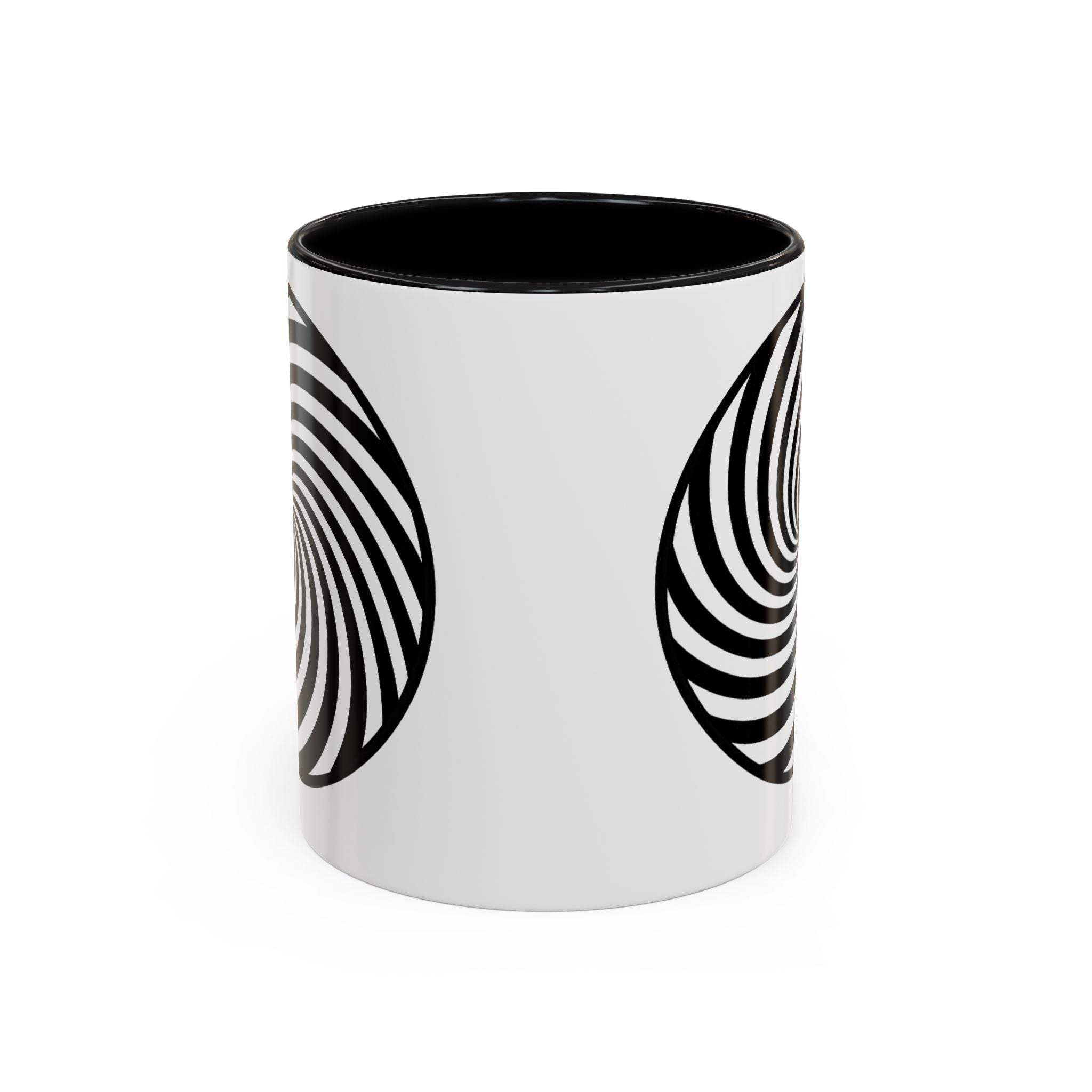 Hypnotic Swirl Accent Mug — Black & White Spiral Coffee Cup (11/15oz)