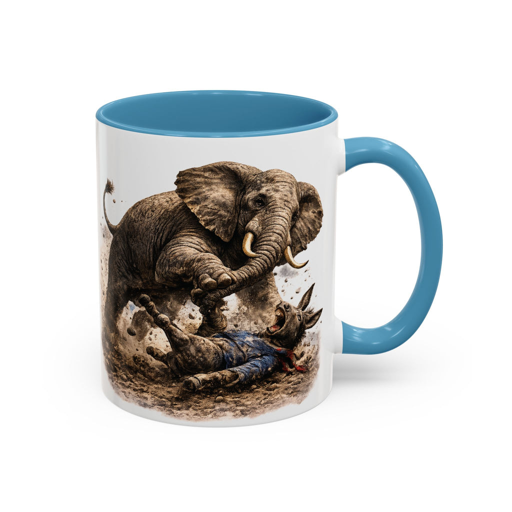 Elephant Charge Accent Coffee Mug — Dramatic Wildlife Illustration (11/15oz)